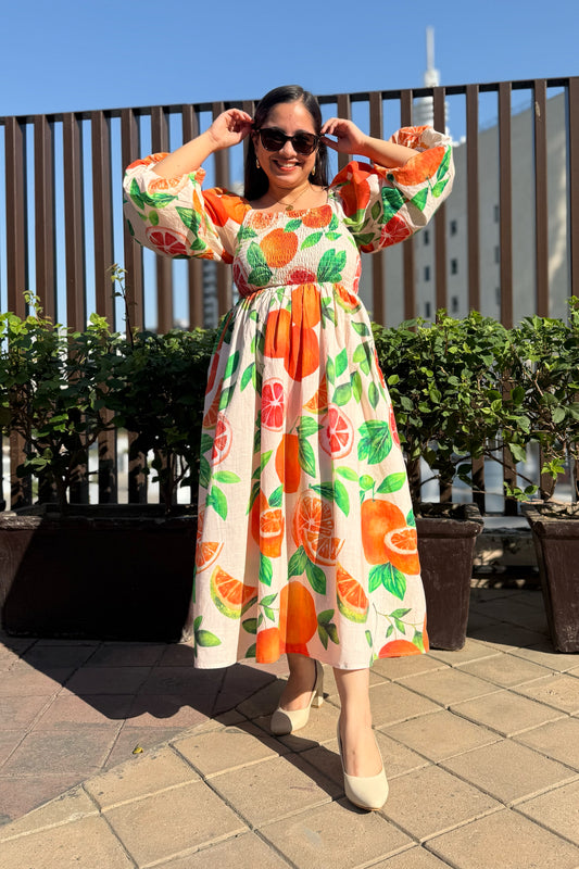 Tangerine Smocked Dress