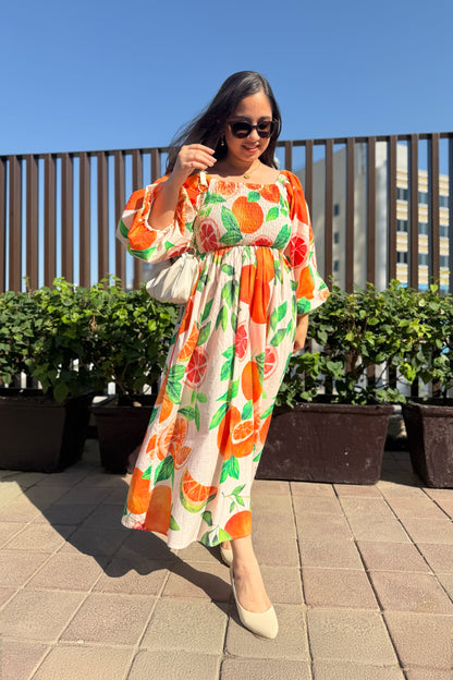 Tangerine Smocked Dress