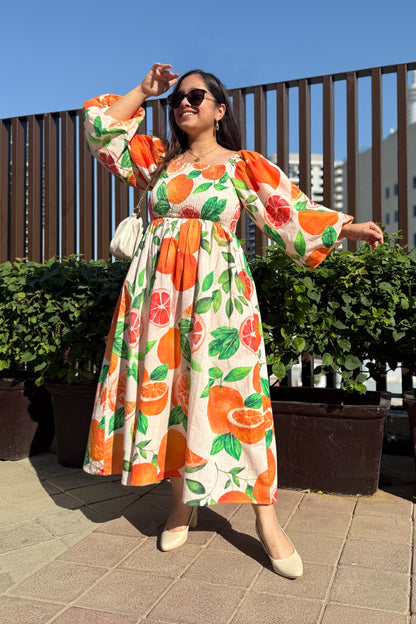 Tangerine Smocked Dress