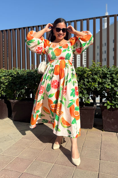 Tangerine Smocked Dress