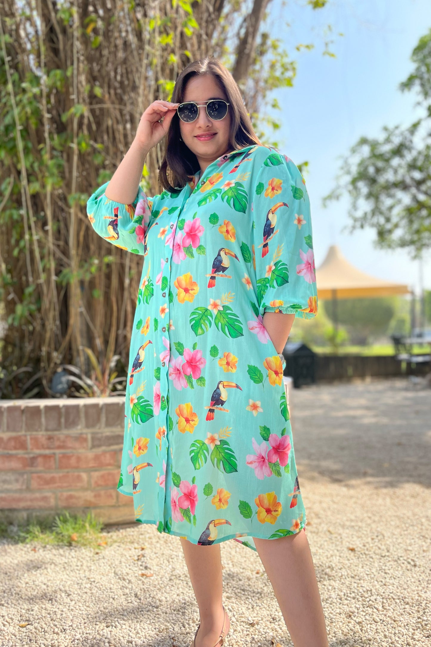 Tropic Toucan Shirt Dress