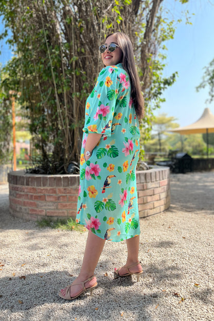 Tropic Toucan Shirt Dress