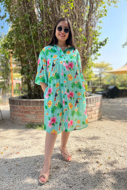 Tropic Toucan Shirt Dress