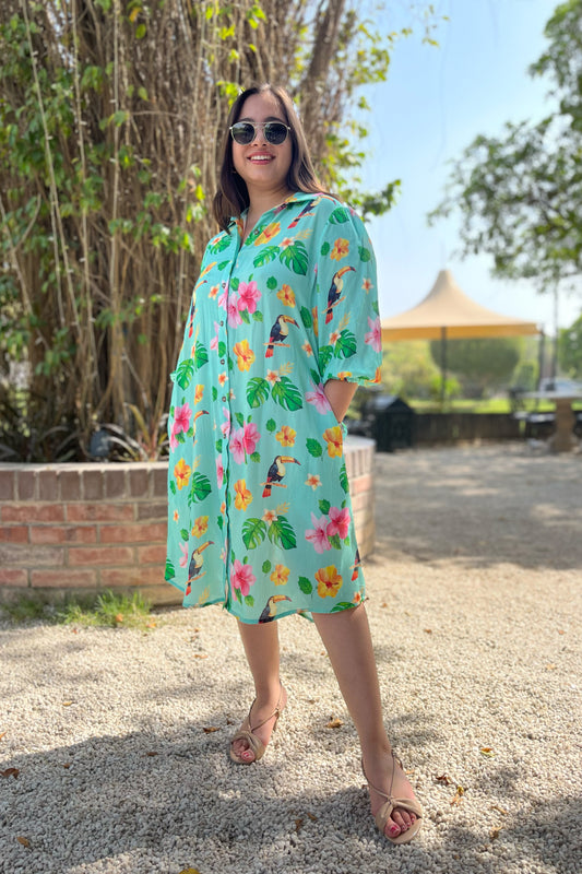 Tropic Toucan Shirt Dress