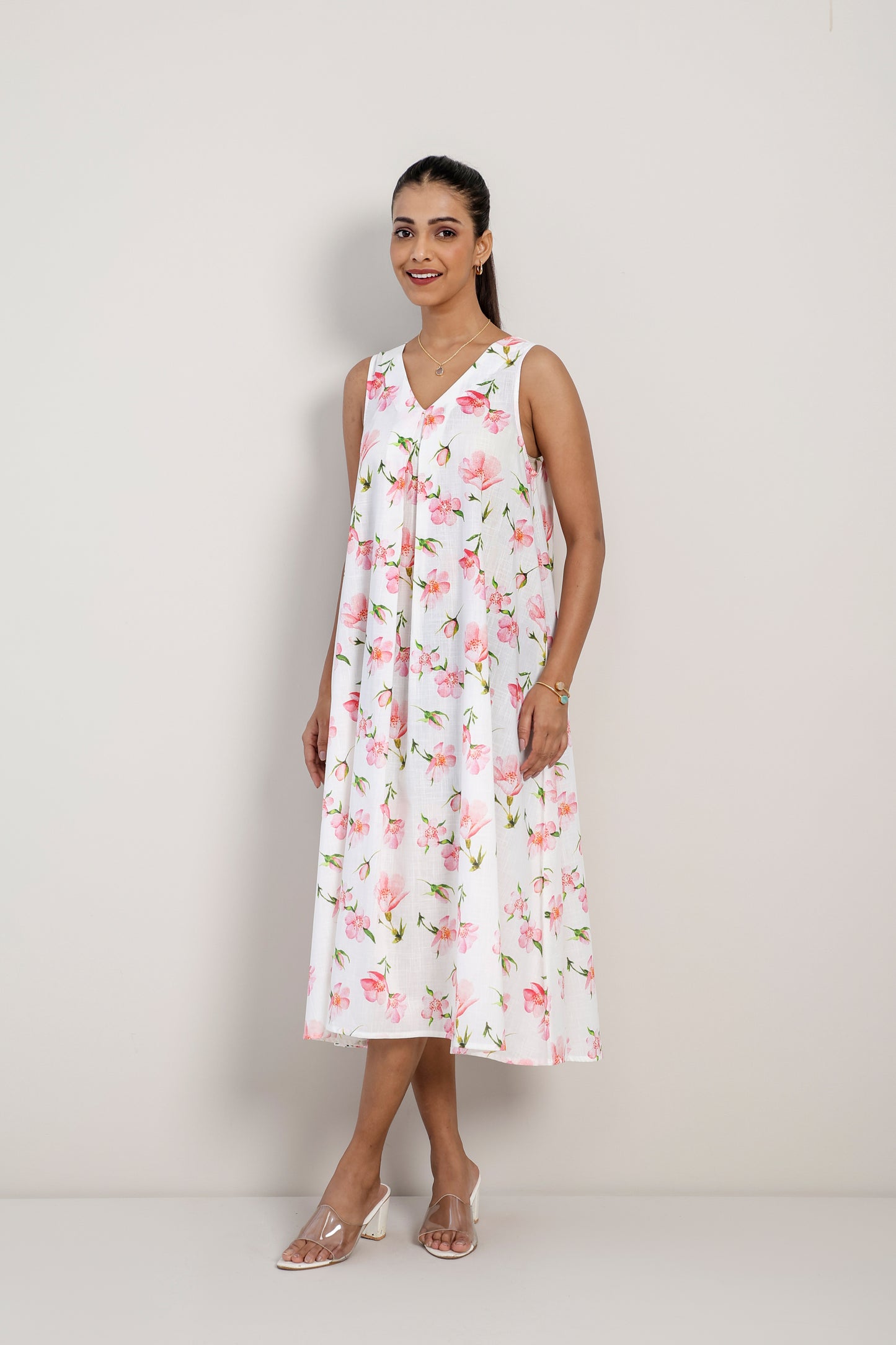 White Cherry A Line Dress