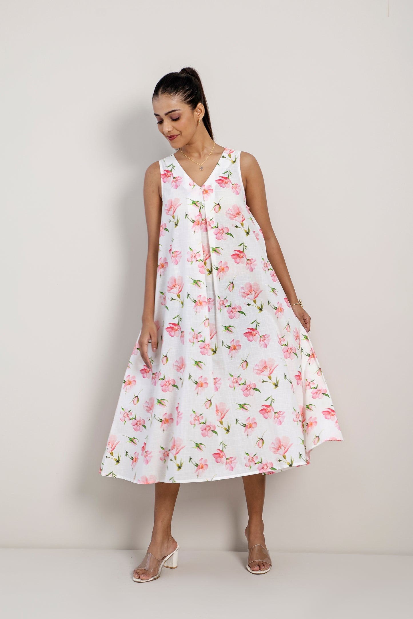 White Cherry A Line Dress