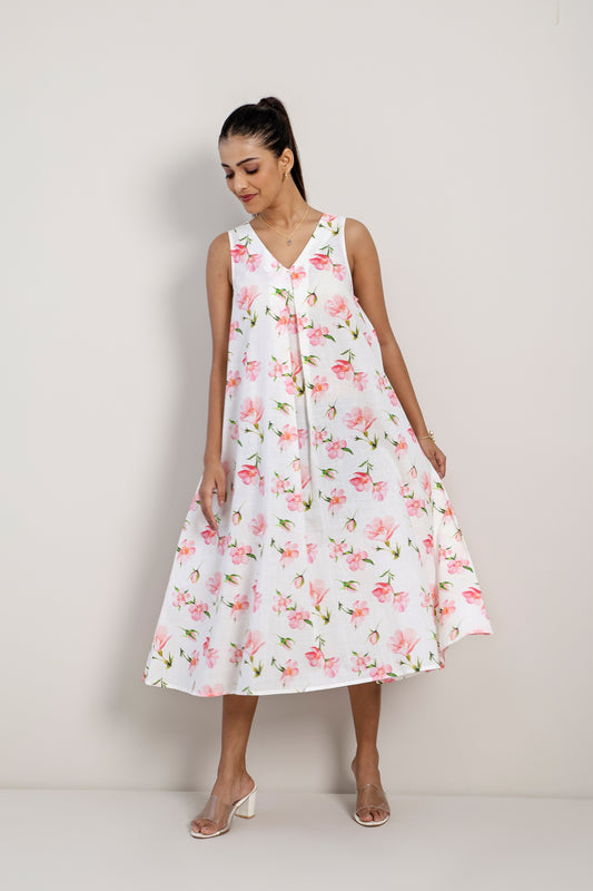 White Cherry A Line Dress