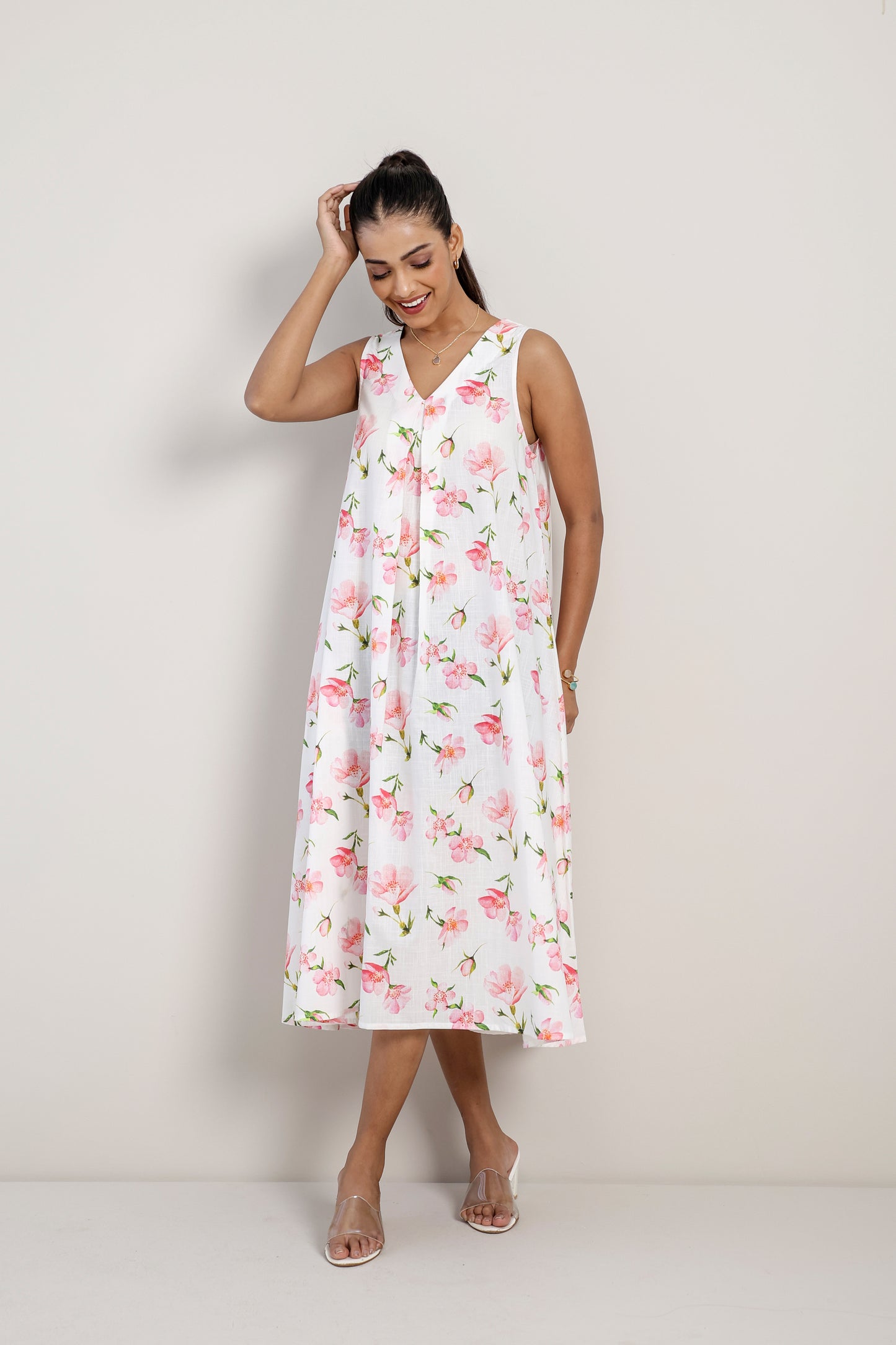 White Cherry A Line Dress