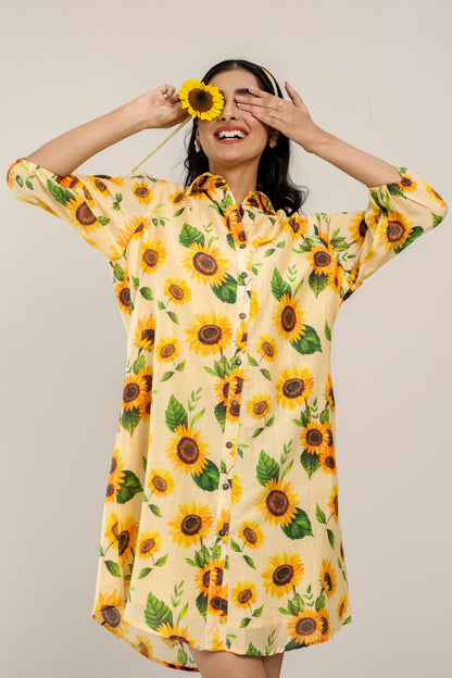 I am a Sunflower Shirt Dress